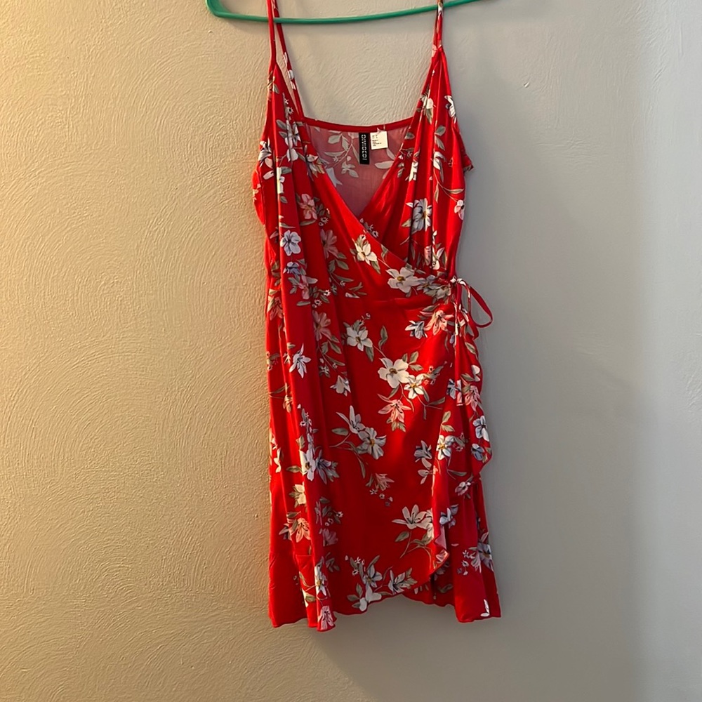 Tie front wrap dress with ruffle hem